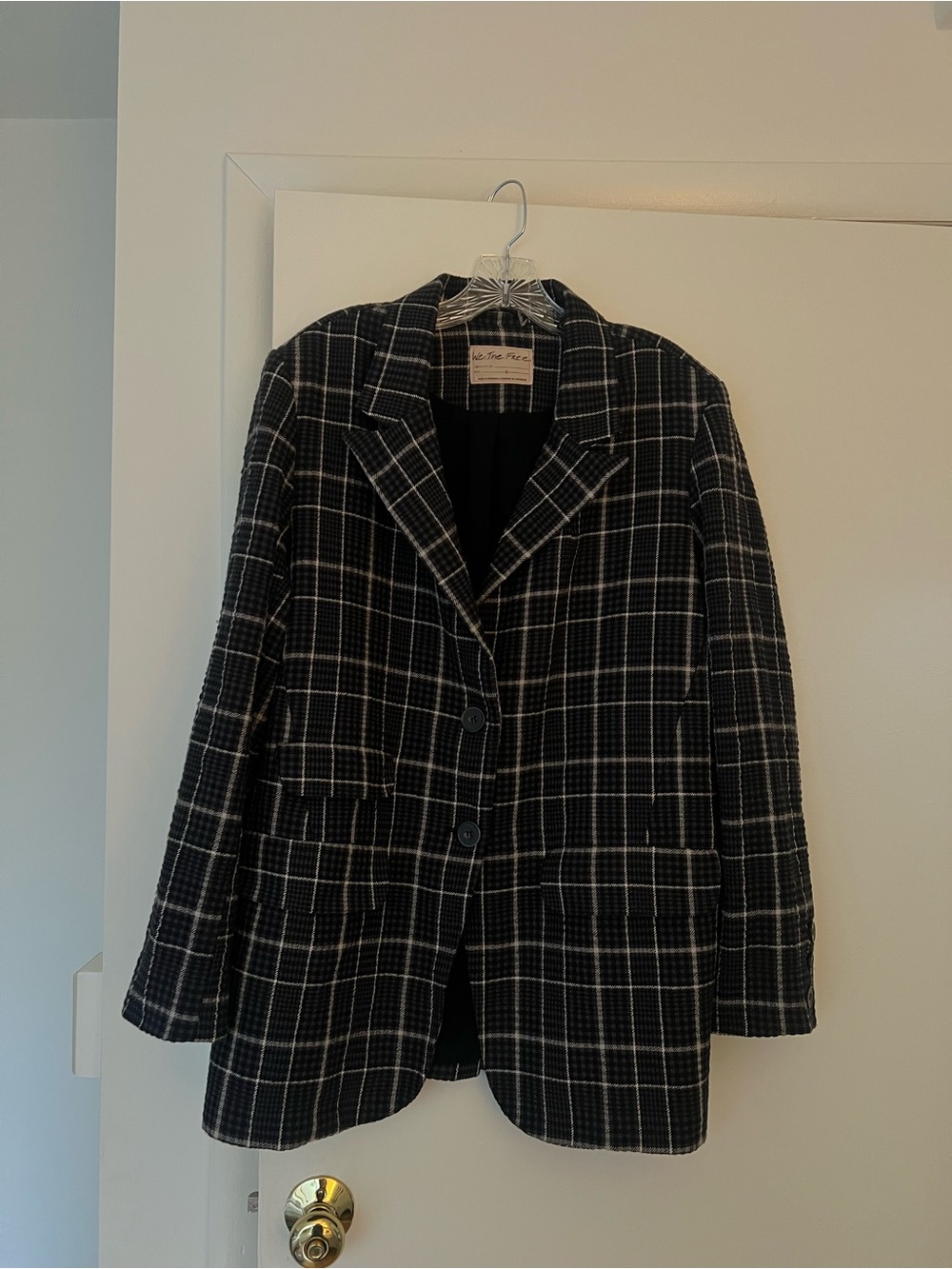 We The Free (Free People) Black and White Windowpane Blazer